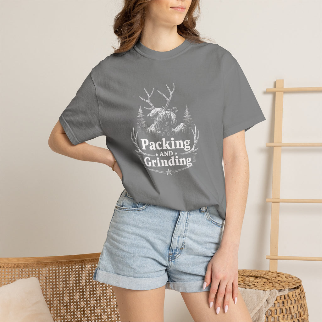 Back country elk pack out T-Shirt — Minimal Woodland Antler Graphic