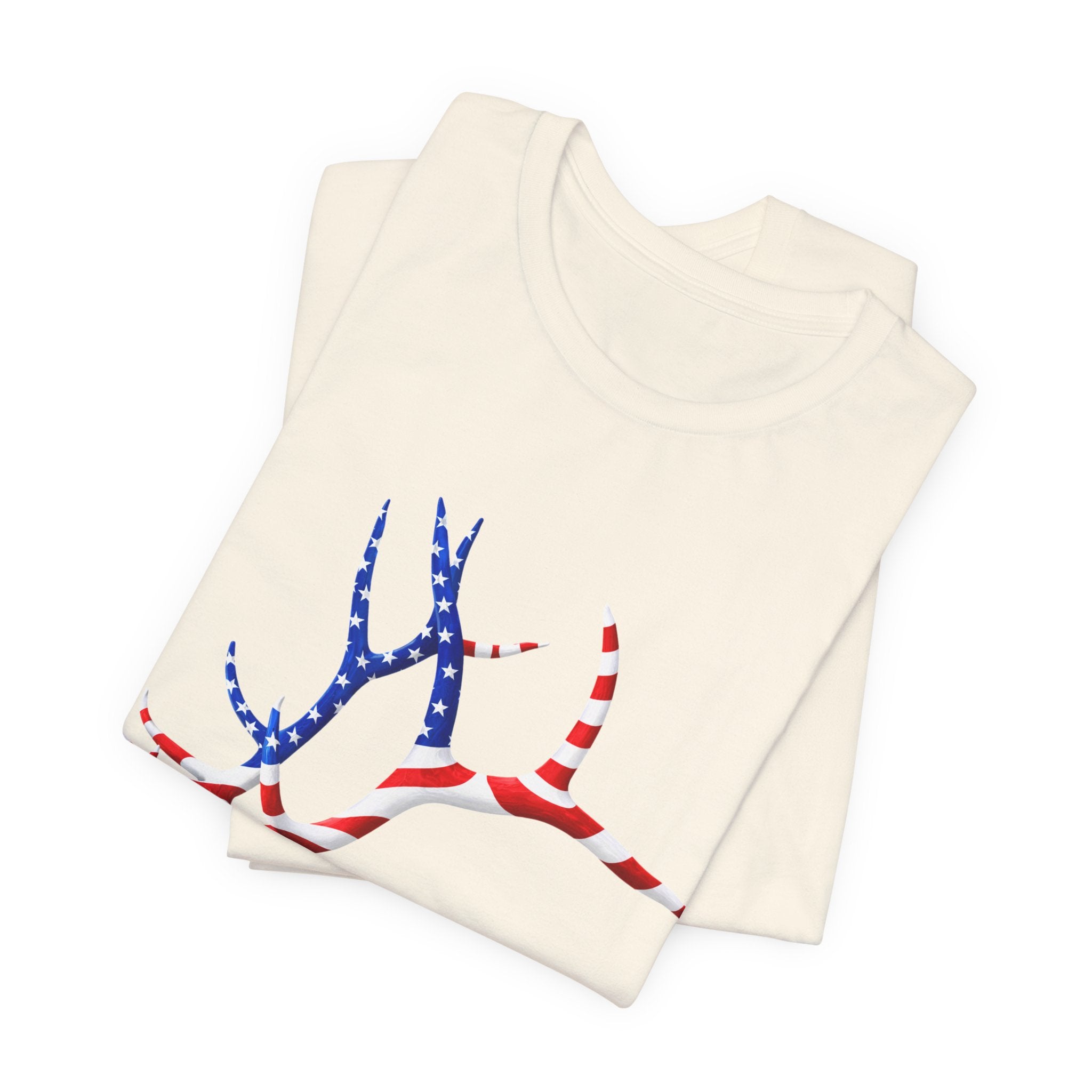 American Flag Elk Antlers T-Shirt — Patriotic Hunting Tee