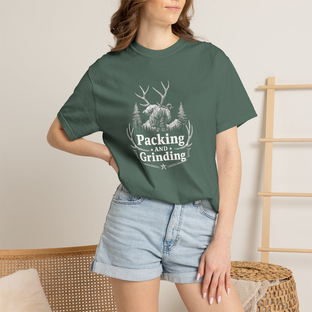 Back country elk pack out T-Shirt — Minimal Woodland Antler Graphic