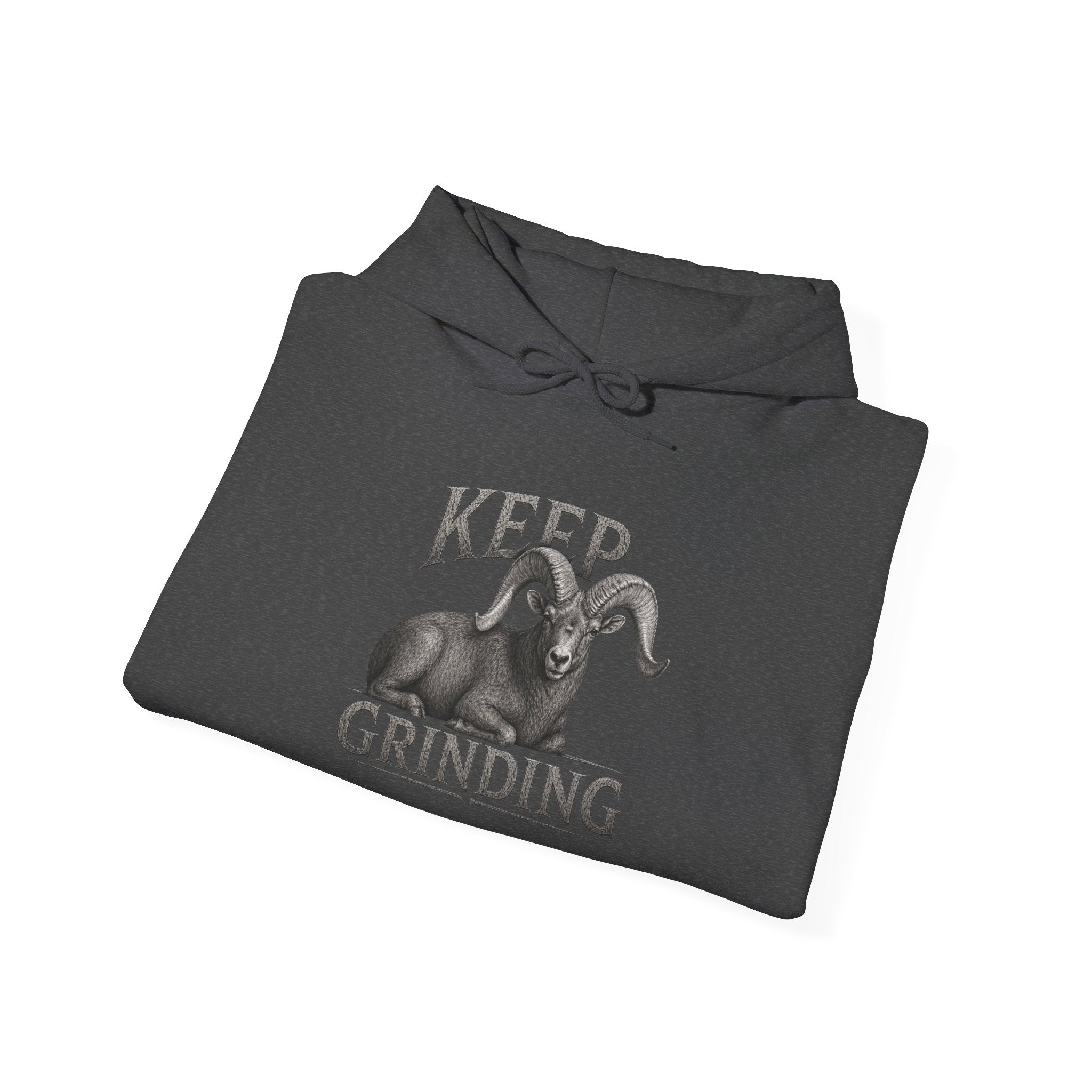 Keep Grinding Desert Ram Hoodie – Motivational Hustle Pullover