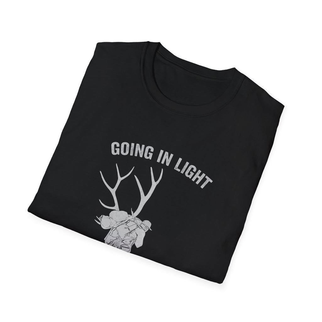 T-Shirt — 'Going in Light, Coming Out Heavy' Elk Packout Graphic