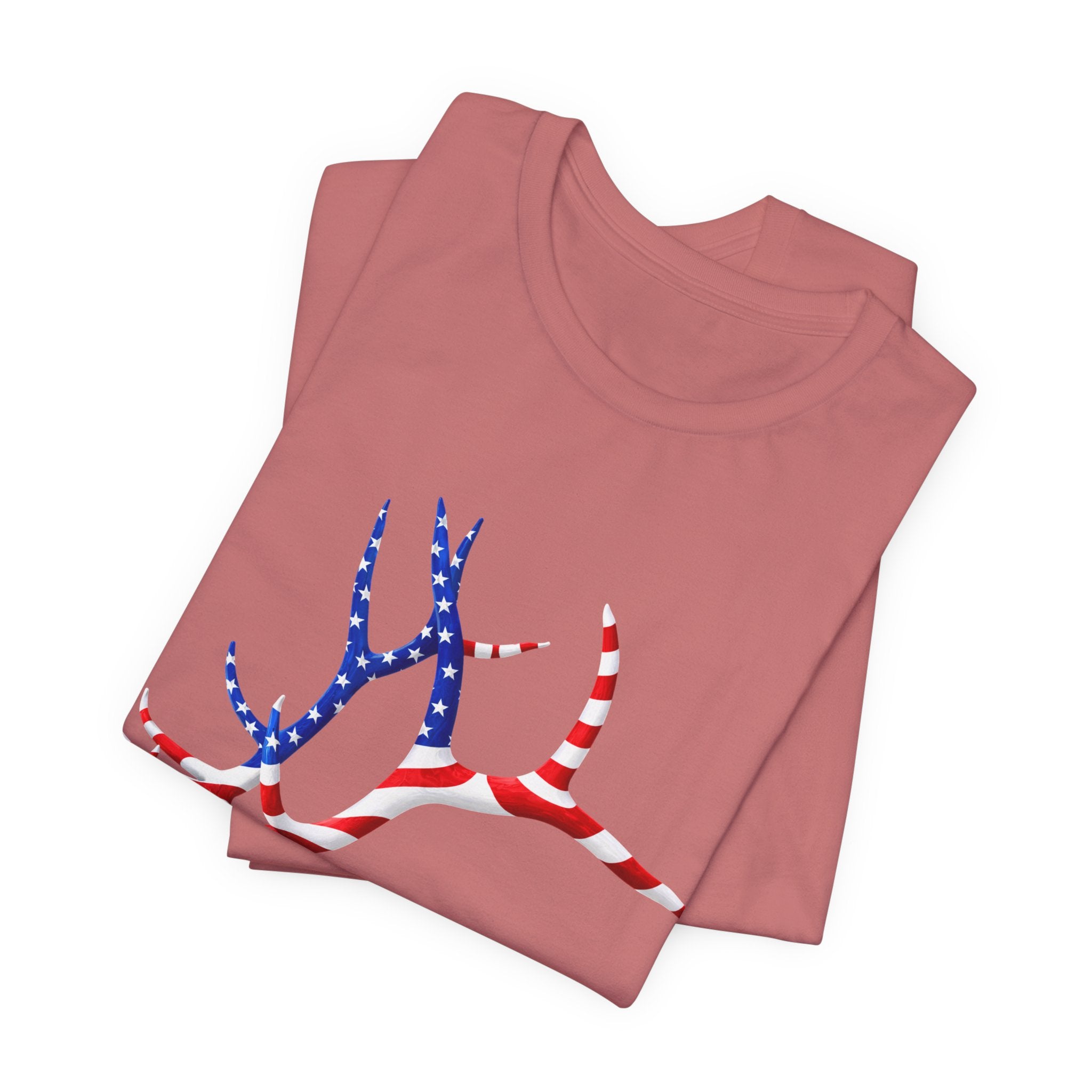 American Flag Elk Antlers T-Shirt — Patriotic Hunting Tee