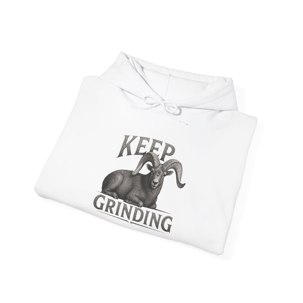Keep Grinding Desert Ram Hoodie – Motivational Hustle Pullover