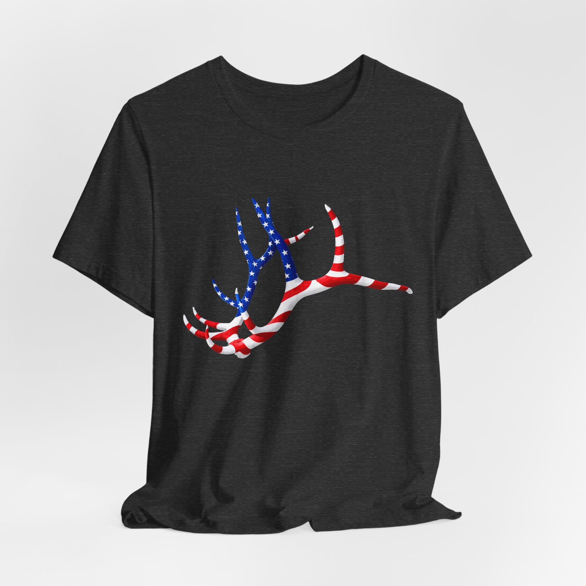 American Flag Elk Antlers T-Shirt — Patriotic Hunting Tee