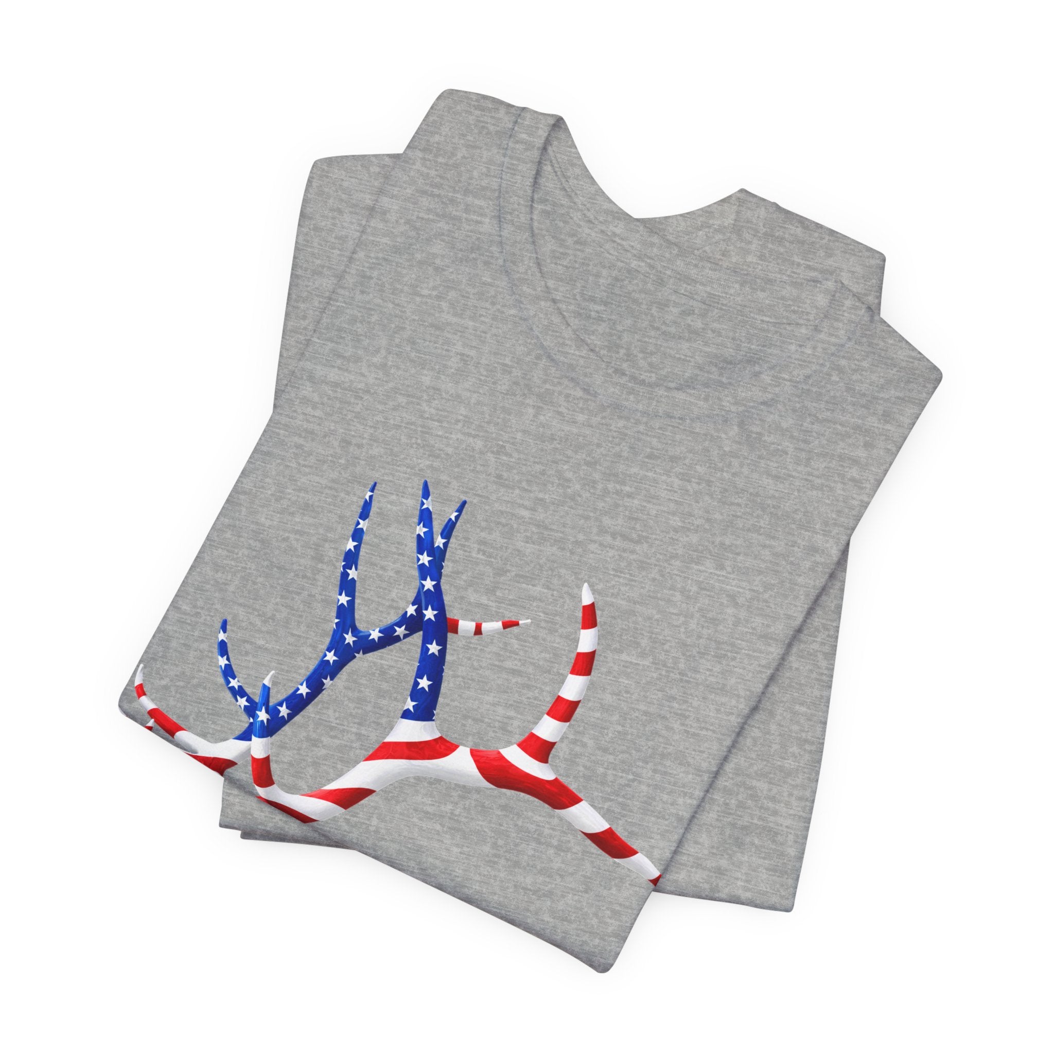 American Flag Elk Antlers T-Shirt — Patriotic Hunting Tee