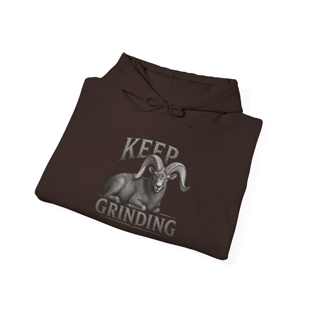 Keep Grinding Desert Ram Hoodie – Motivational Hustle Pullover