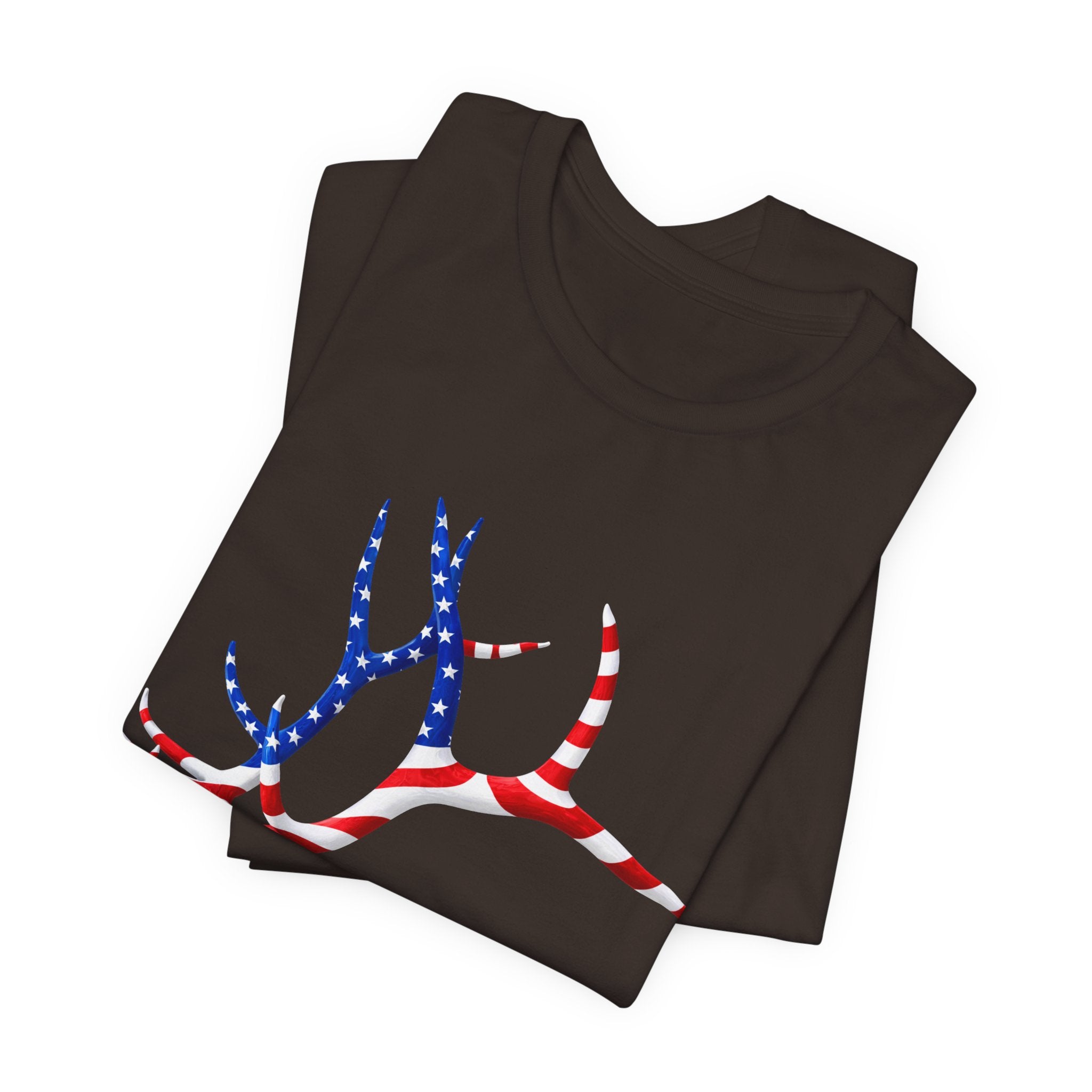 American Flag Elk Antlers T-Shirt — Patriotic Hunting Tee