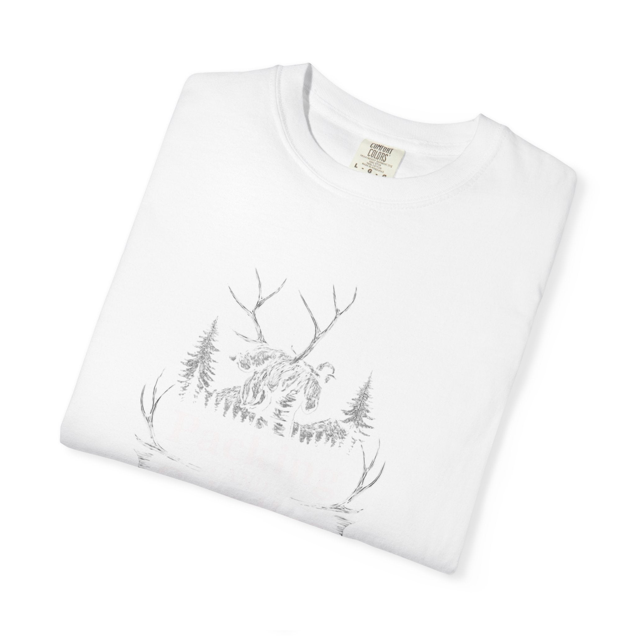 Back country elk pack out T-Shirt — Minimal Woodland Antler Graphic