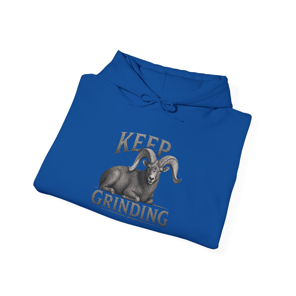 Keep Grinding Desert Ram Hoodie – Motivational Hustle Pullover