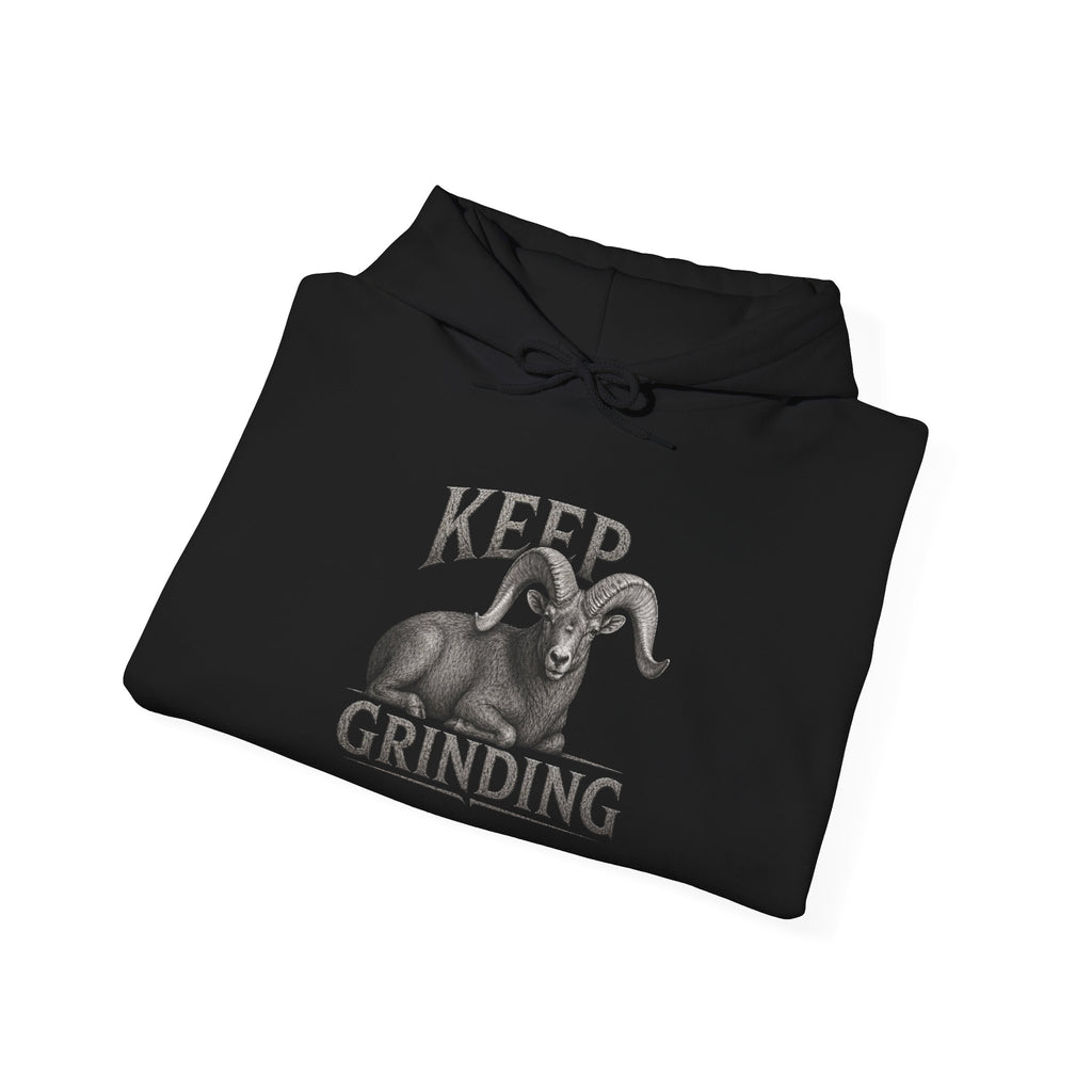 Keep Grinding Desert Ram Hoodie – Motivational Hustle Pullover