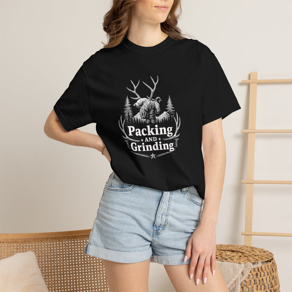 Back country elk pack out T-Shirt — Minimal Woodland Antler Graphic