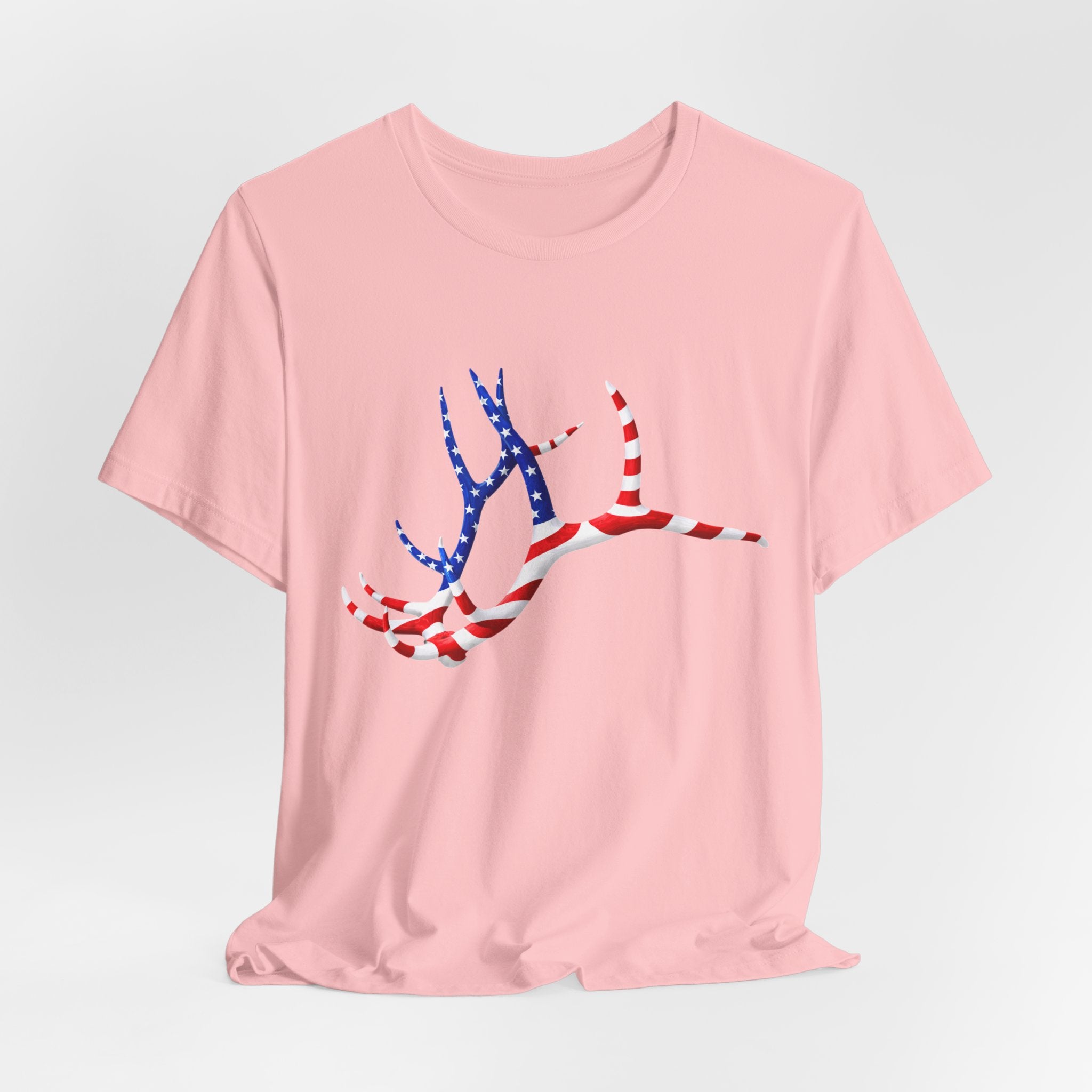 American Flag Elk Antlers T-Shirt — Patriotic Hunting Tee