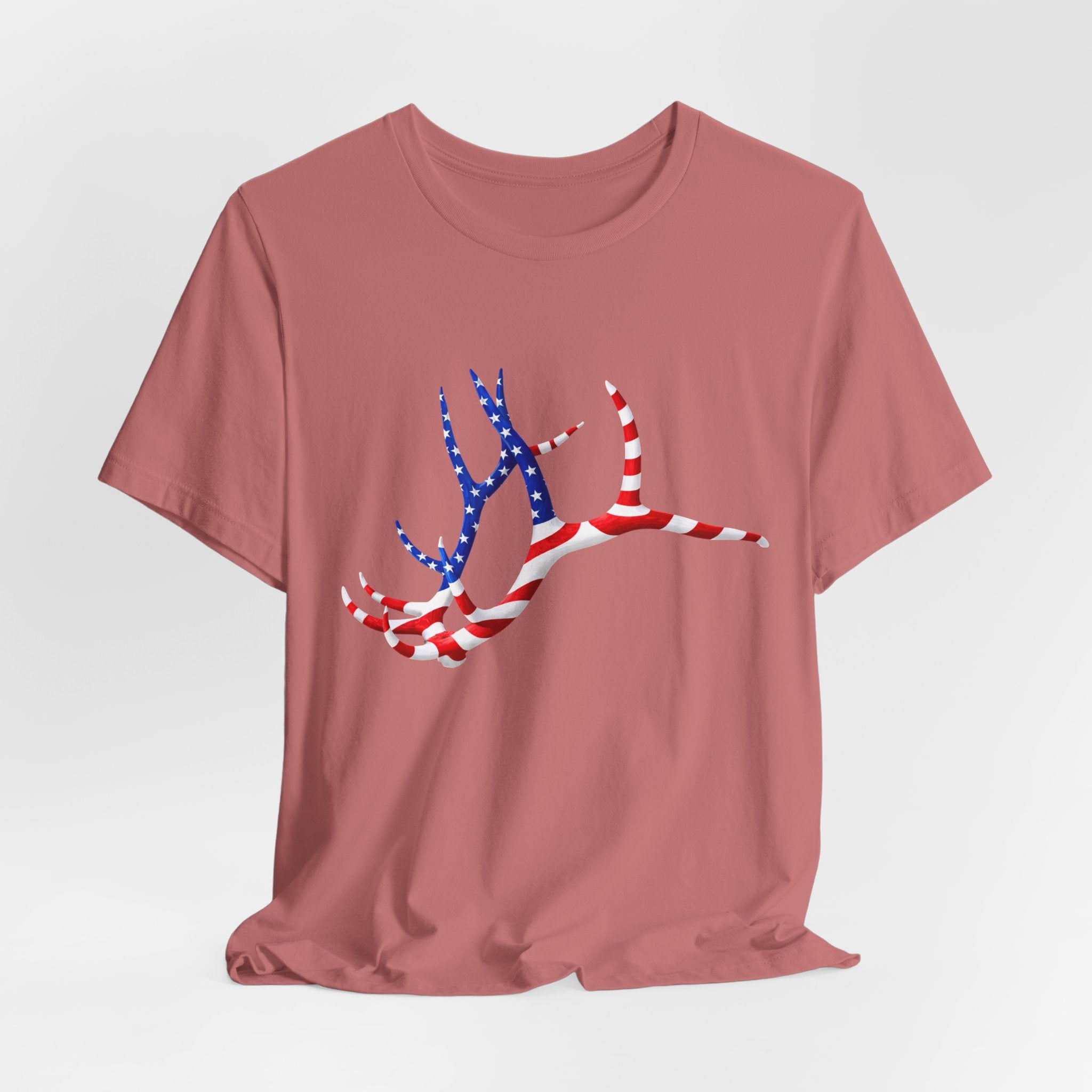 American Flag Elk Antlers T-Shirt — Patriotic Hunting Tee