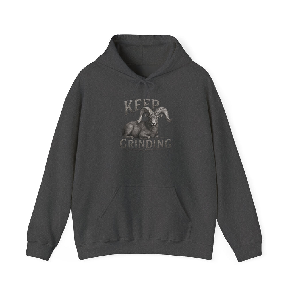 Keep Grinding Desert Ram Hoodie – Motivational Hustle Pullover