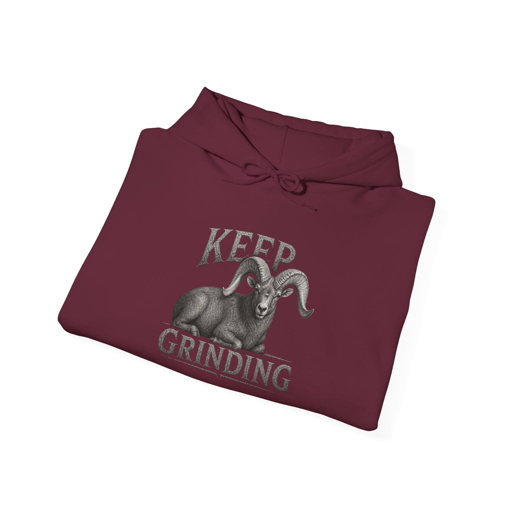 Keep Grinding Desert Ram Hoodie – Motivational Hustle Pullover