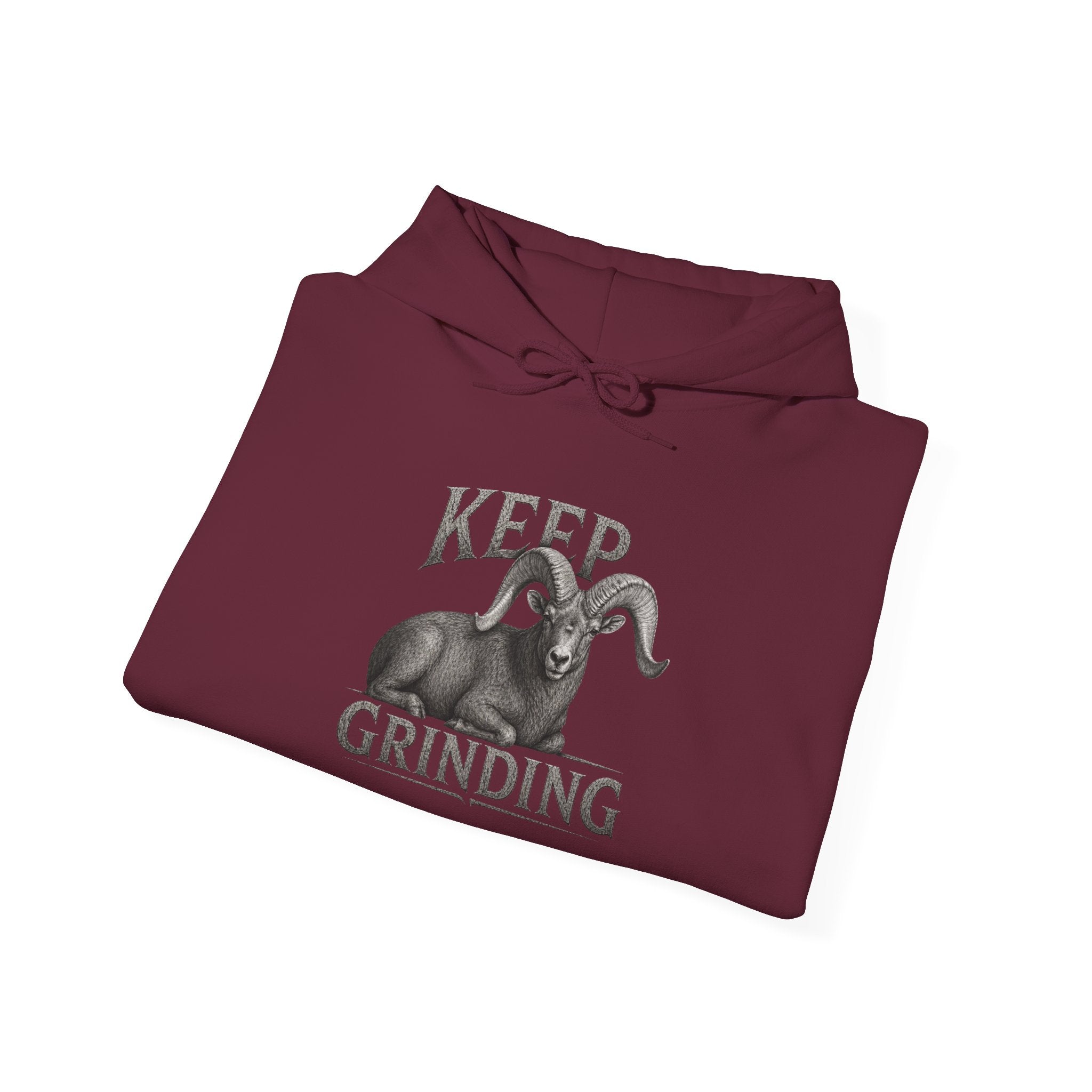 Keep Grinding Desert Ram Hoodie – Motivational Hustle Pullover