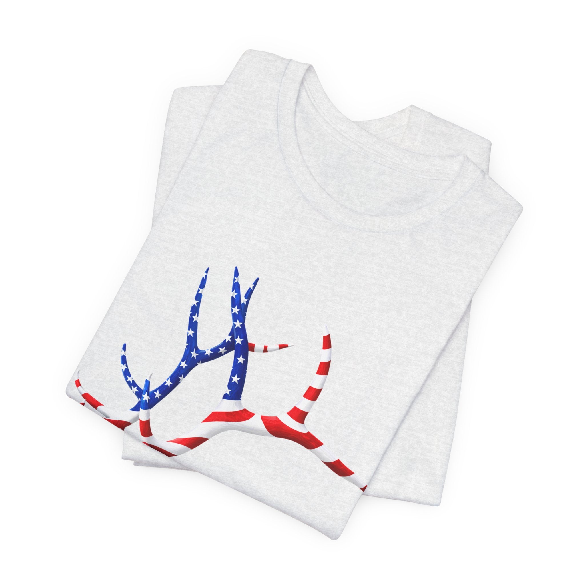 American Flag Elk Antlers T-Shirt — Patriotic Hunting Tee
