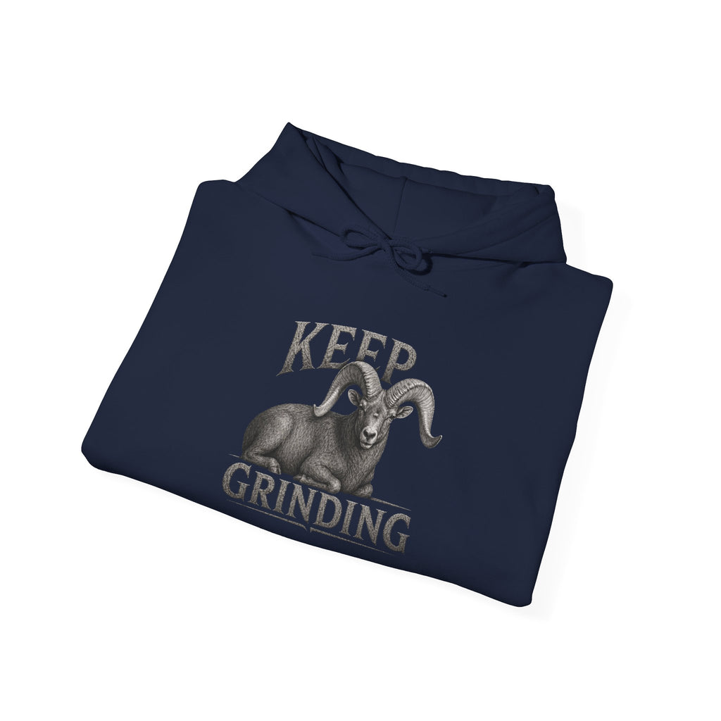 Keep Grinding Desert Ram Hoodie – Motivational Hustle Pullover