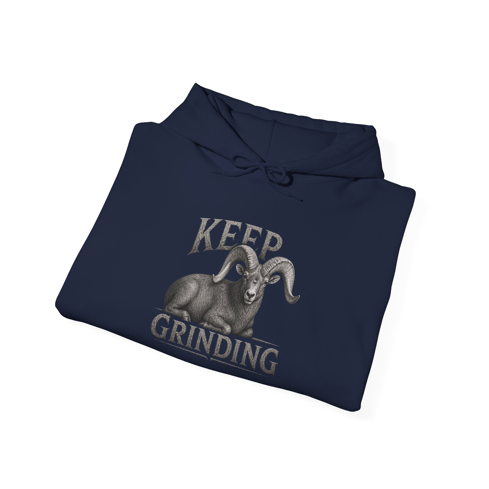 Keep Grinding Desert Ram Hoodie – Motivational Hustle Pullover