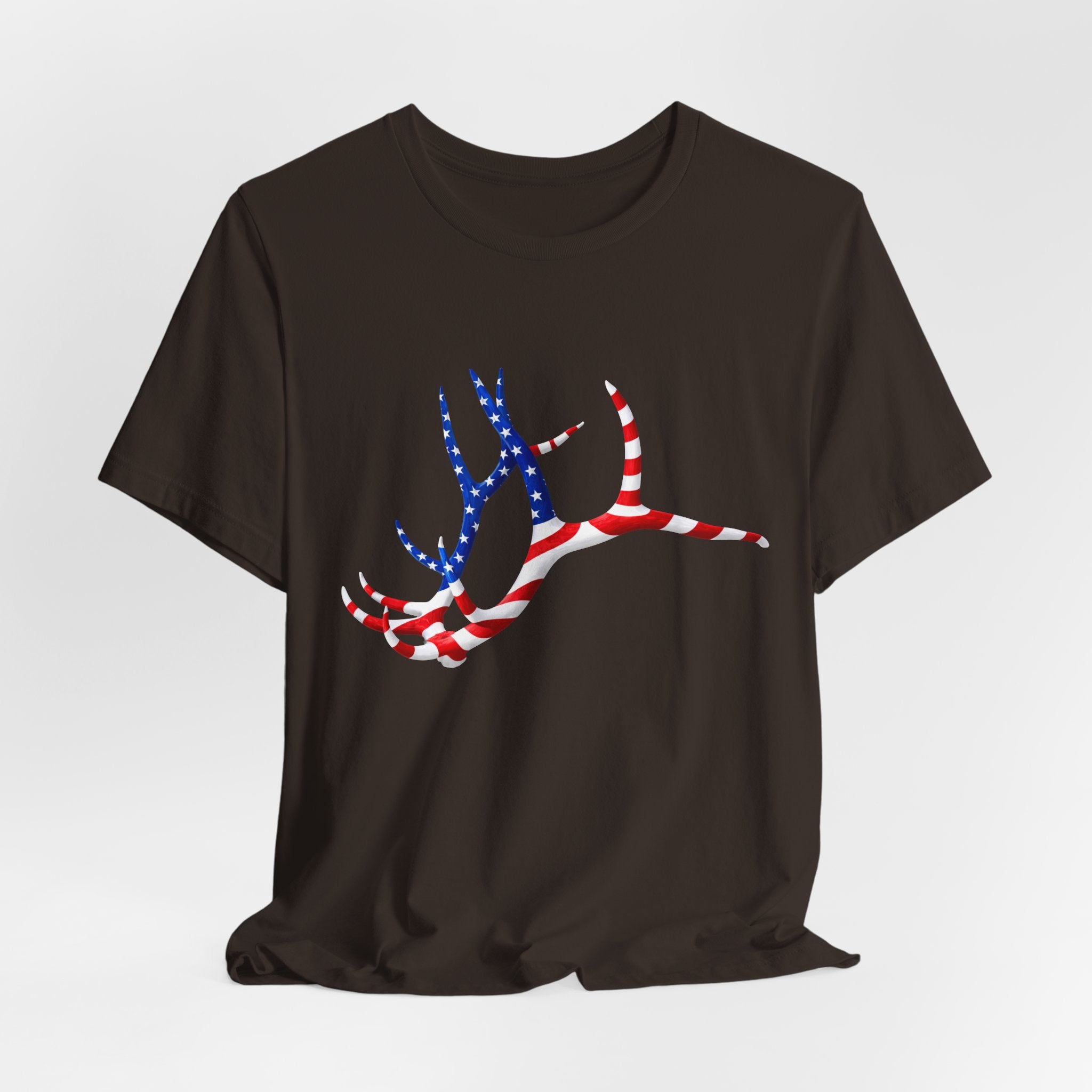 American Flag Elk Antlers T-Shirt — Patriotic Hunting Tee