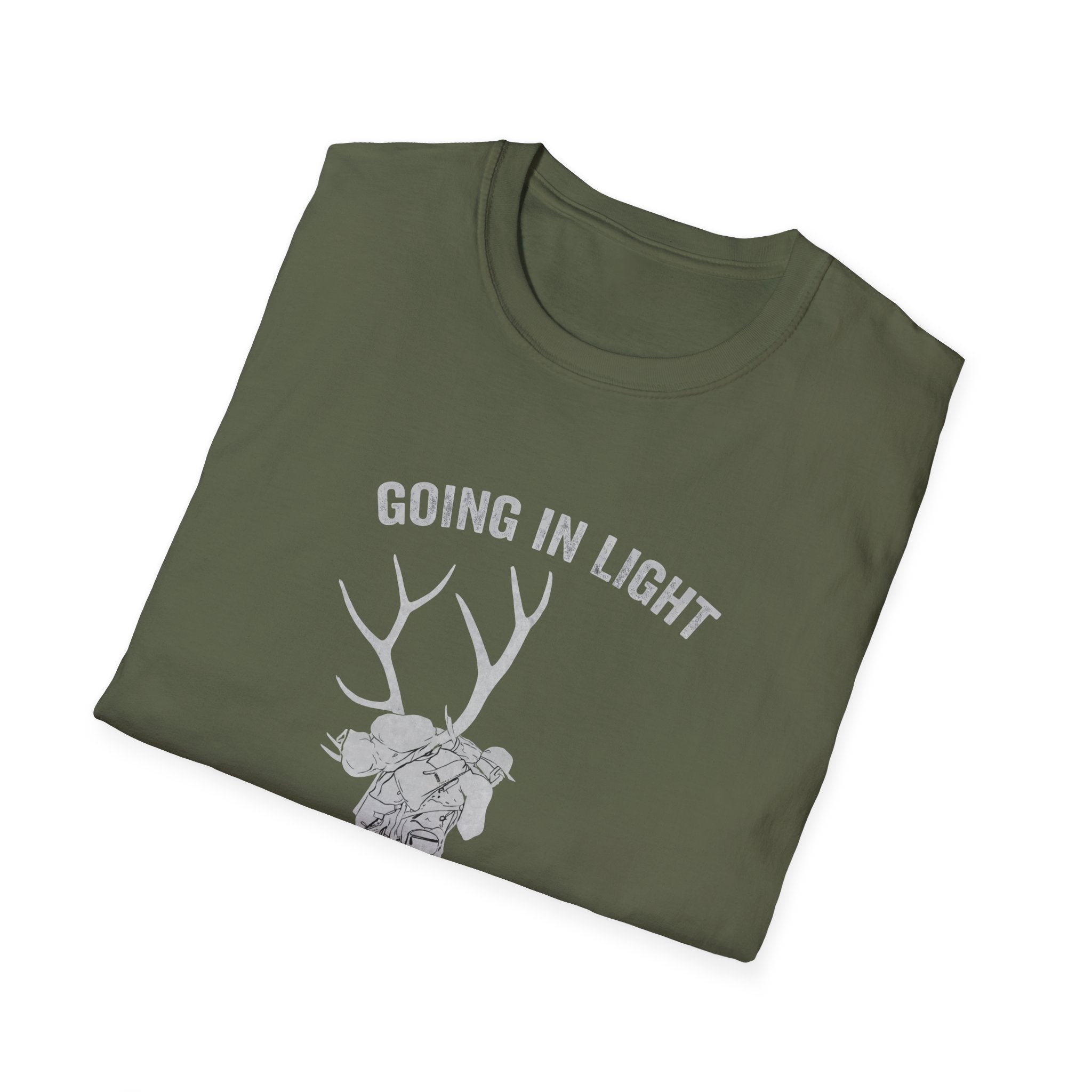 T-Shirt — 'Going in Light, Coming Out Heavy' Elk Packout Graphic