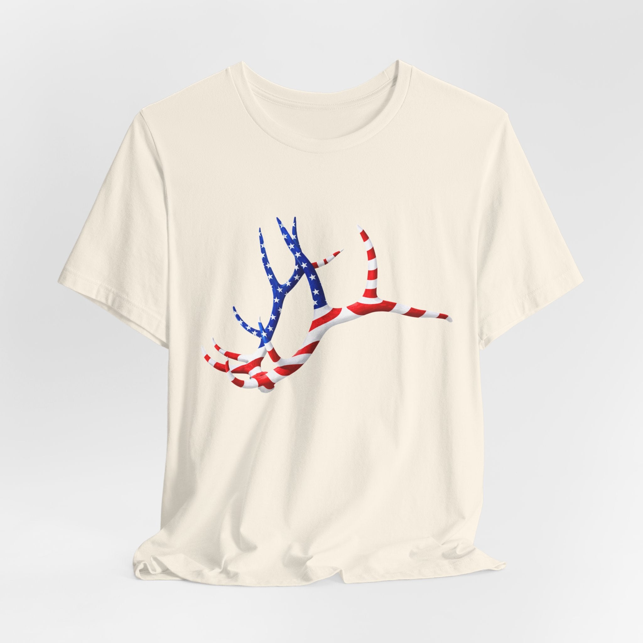 American Flag Elk Antlers T-Shirt — Patriotic Hunting Tee