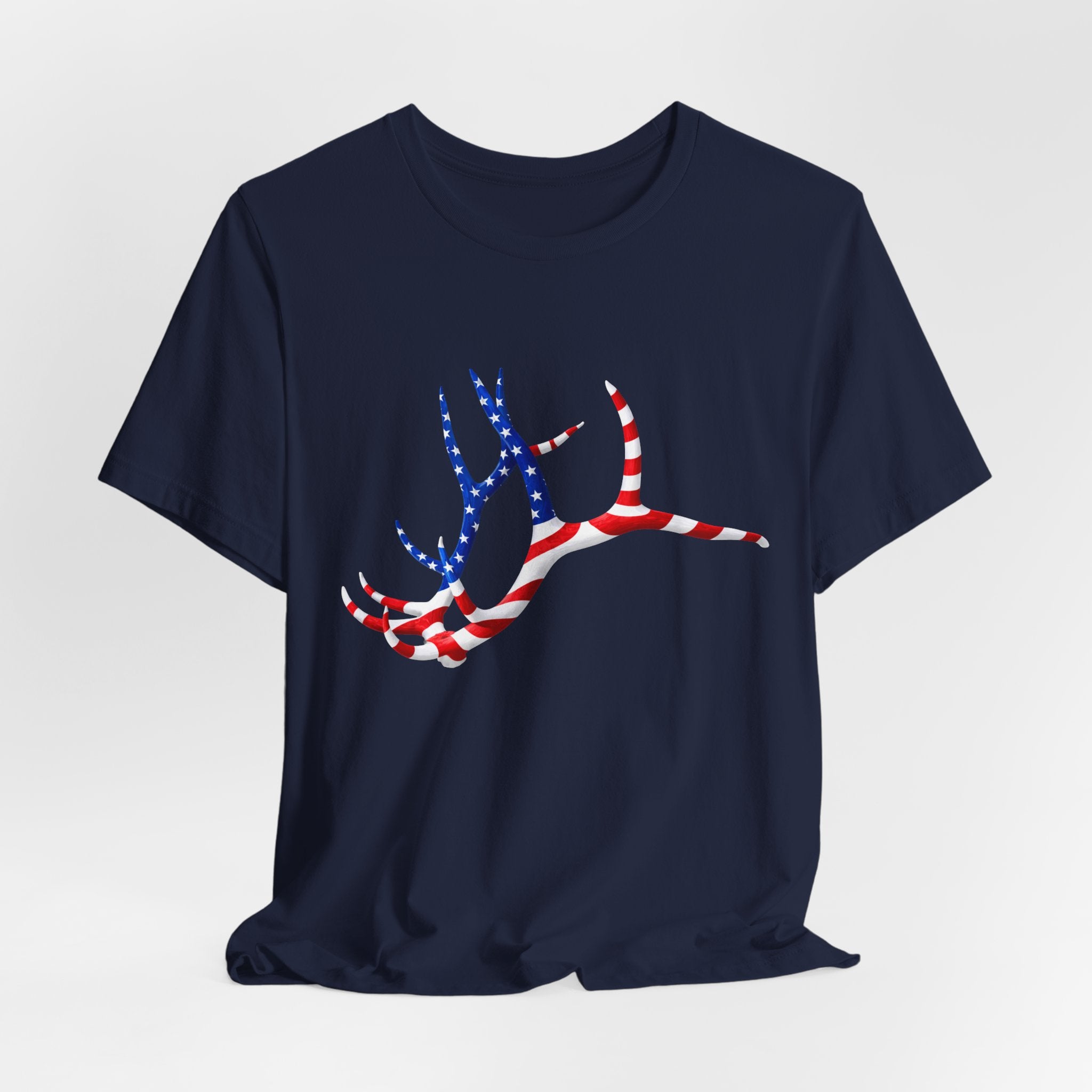 American Flag Elk Antlers T-Shirt — Patriotic Hunting Tee