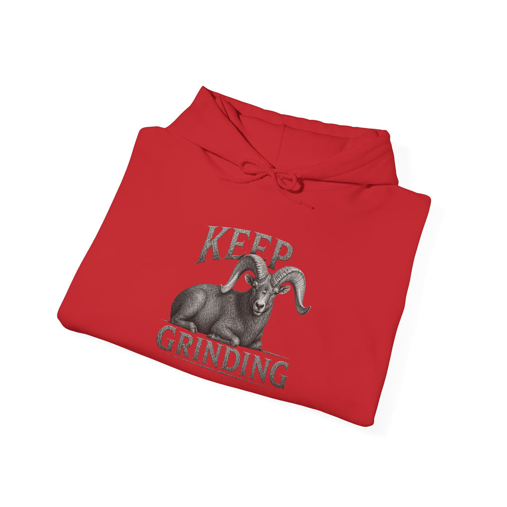 Keep Grinding Desert Ram Hoodie – Motivational Hustle Pullover