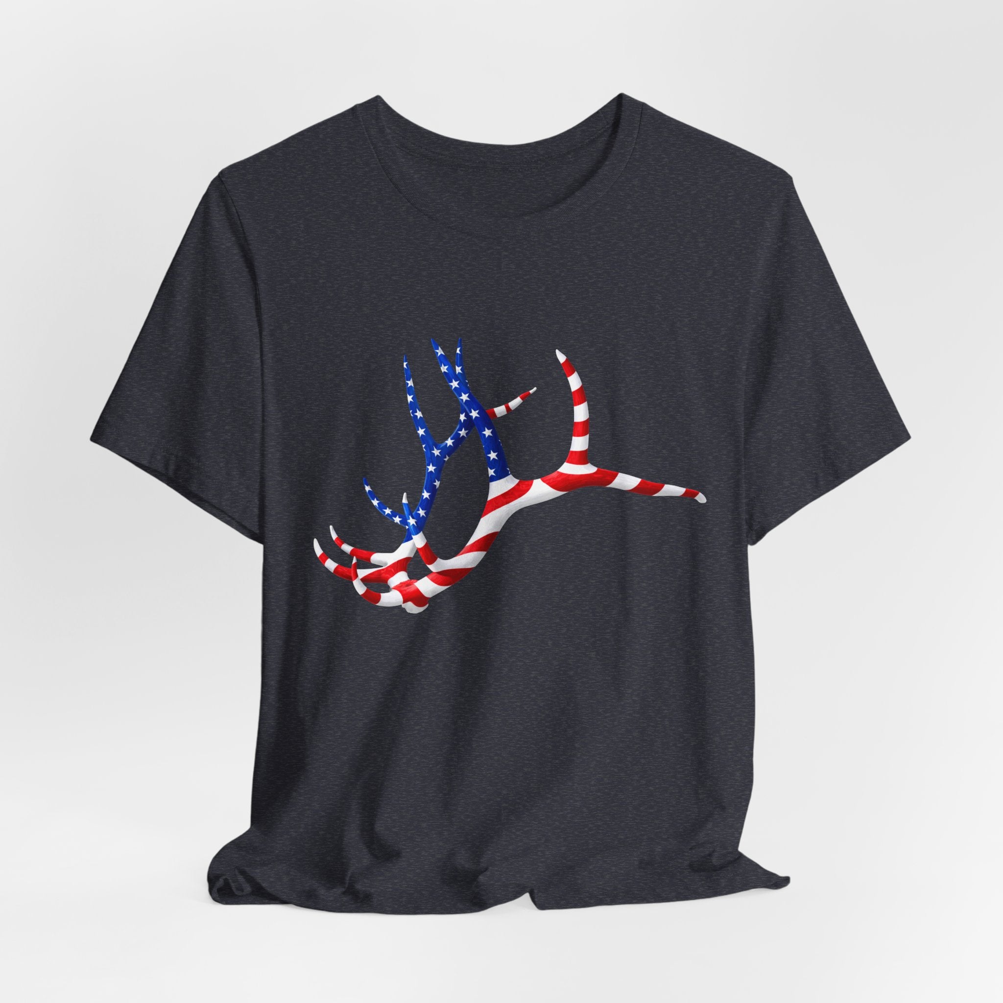 American Flag Elk Antlers T-Shirt — Patriotic Hunting Tee