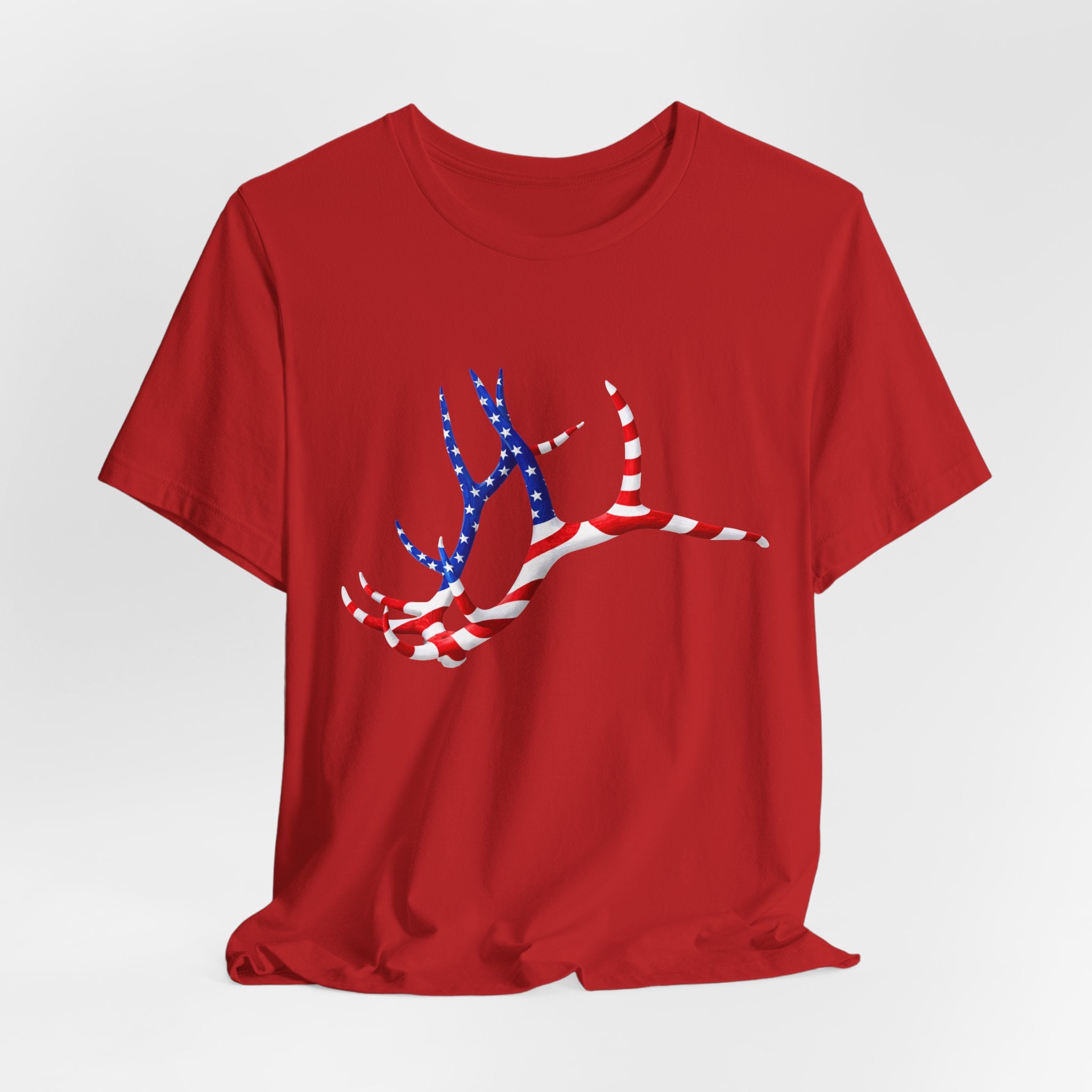 American Flag Elk Antlers T-Shirt — Patriotic Hunting Tee